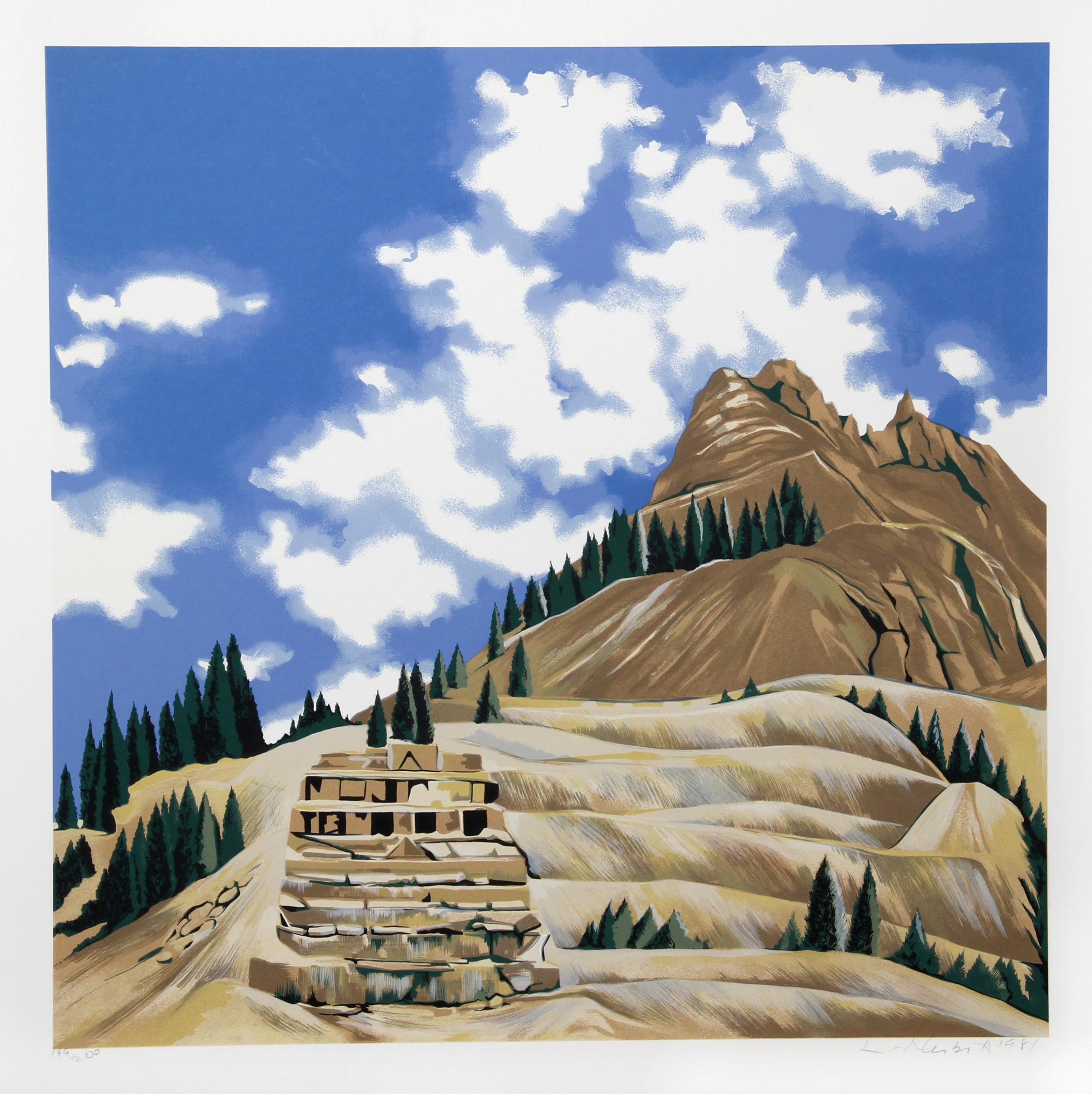 Artiste : Lowell Blair Nesbitt, américain (1933 - 1993)
Titre : Vallée de l'Animas, Colorado I
Année : 1981
Médium : Sérigraphie, signée et numérotée au crayon.
Edition : 200
Taille de l'image : 30 x 30 pouces 
Taille : 35 x 35 in. (88.9 x 88.9 cm)