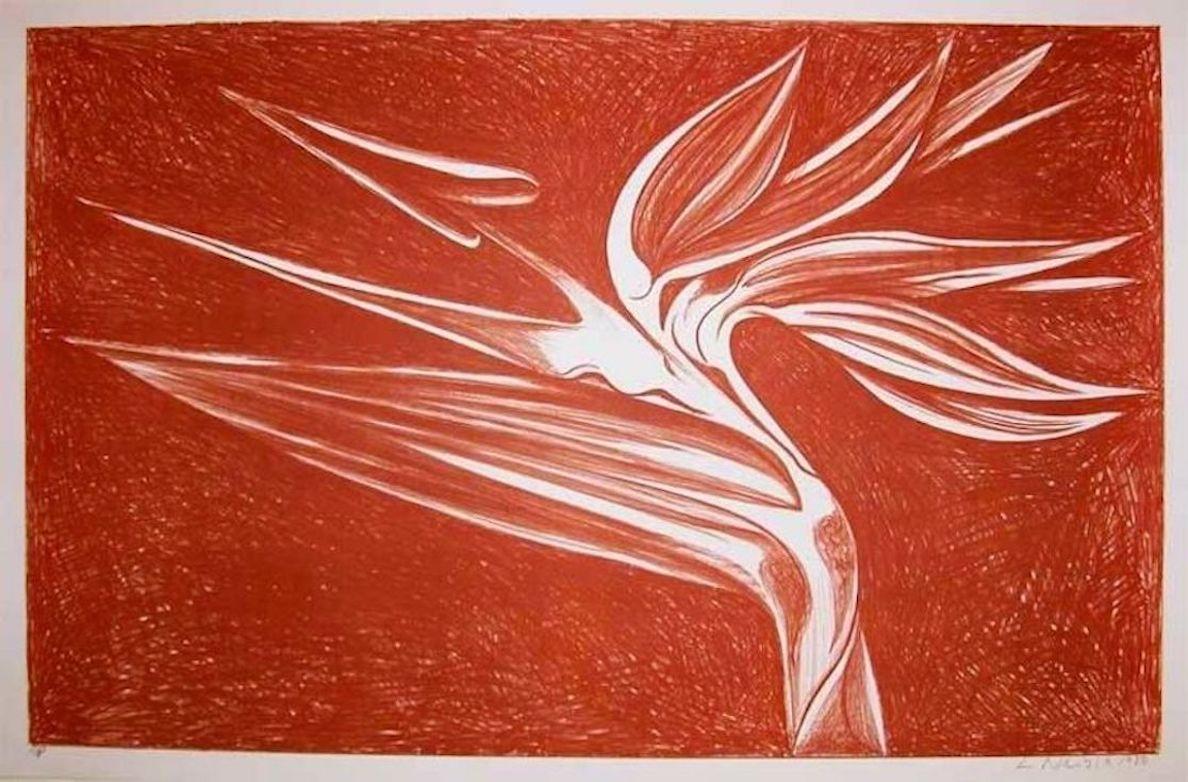 Bird of Paradise (Orange) abstract  - Print by Lowell Nesbitt