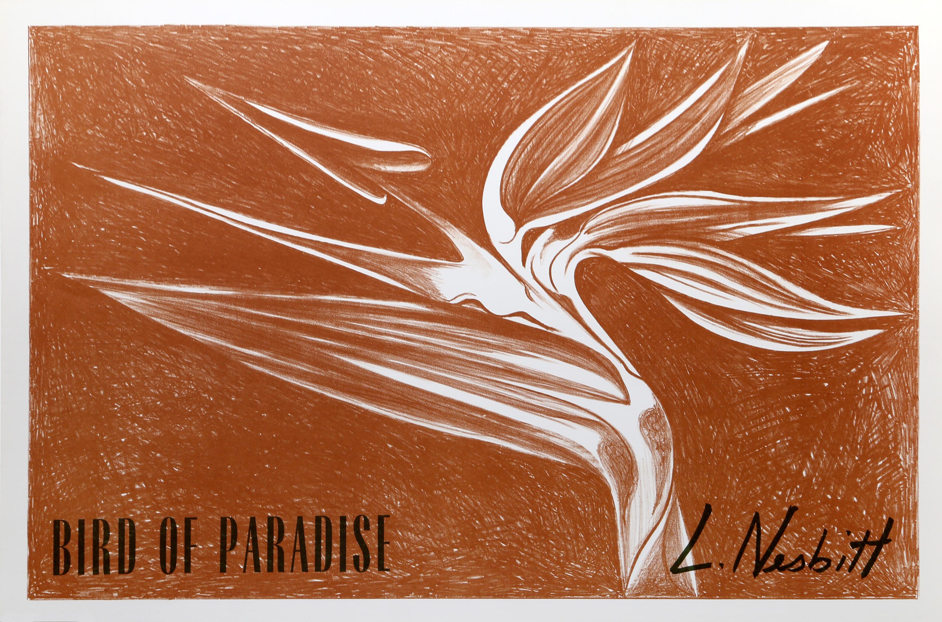 Lowell Nesbitt Still-Life Print – Paradiesvögel (Brown), fotorealistische Lithografie von Lowell Blair Nesbitt
