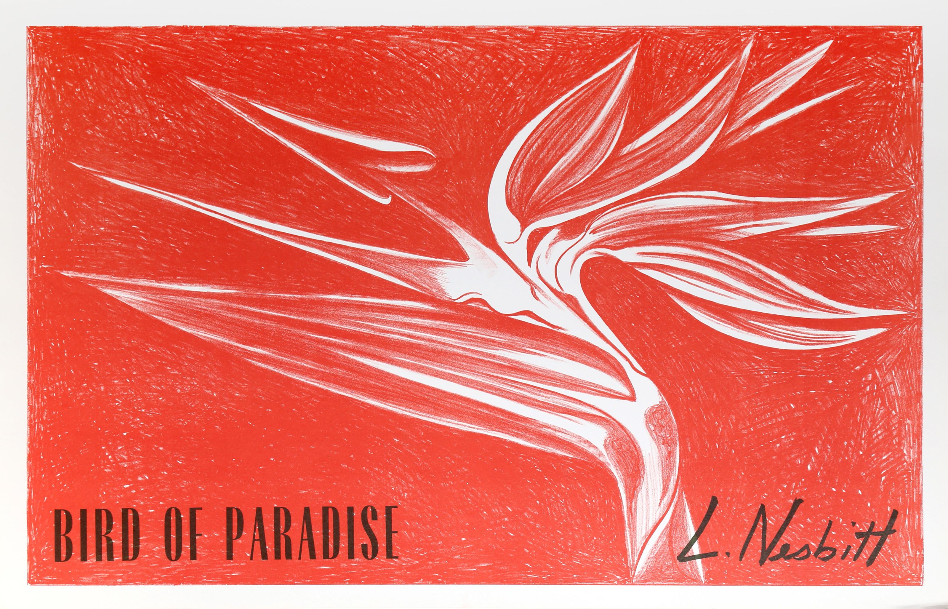 Vogel des Paradieses (Rot), fotorealistische Lithographie von Lowell Blair Nesbitt