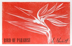 Vogel des Paradieses (Rot), fotorealistische Lithographie von Lowell Blair Nesbitt