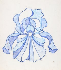 Iris blu, acquaforte fotorealista su carta di Lowell Nesbitt