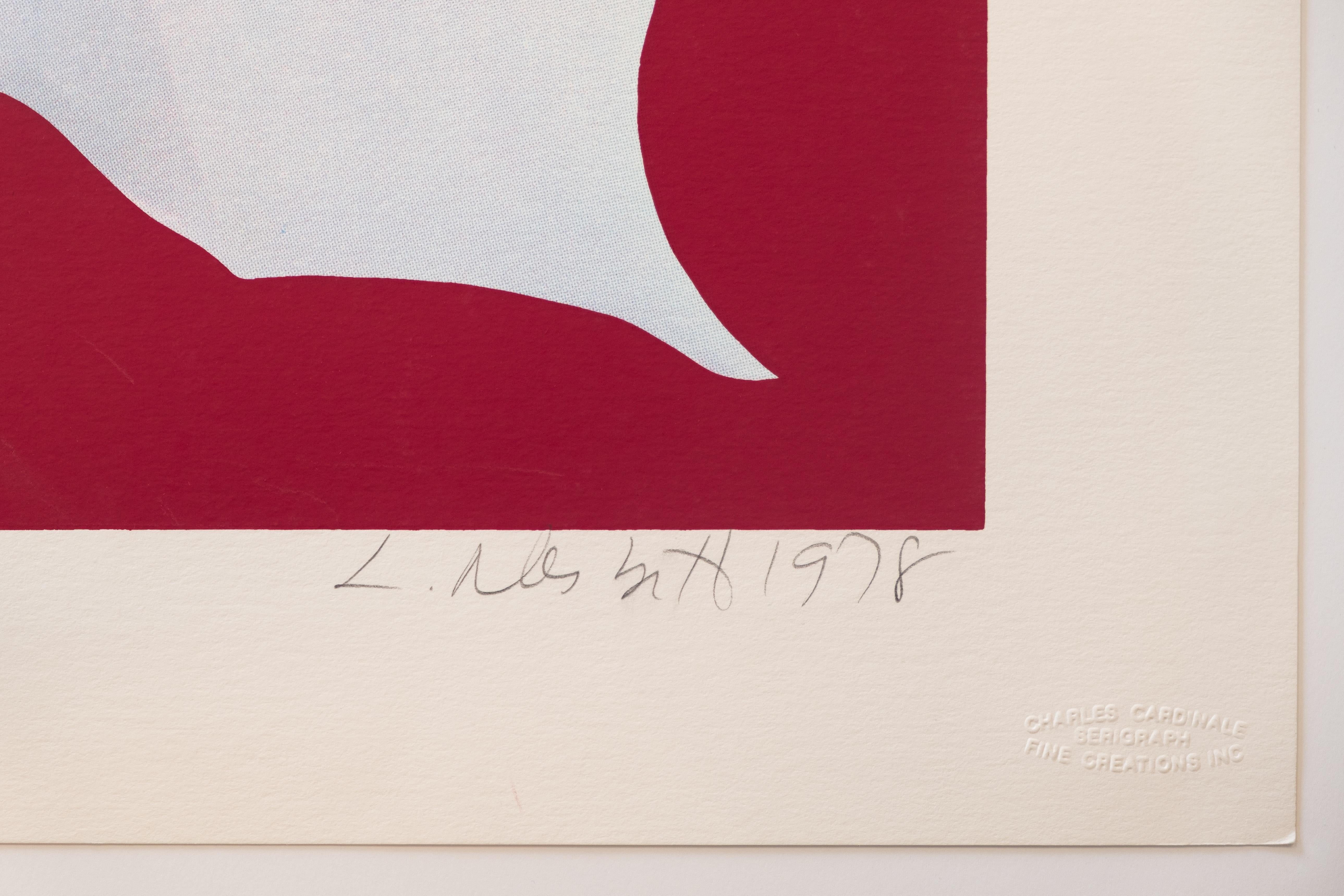 Community Holiday Festival by Lowell Nesbitt, 1978 (white flower on red) For Sale 2