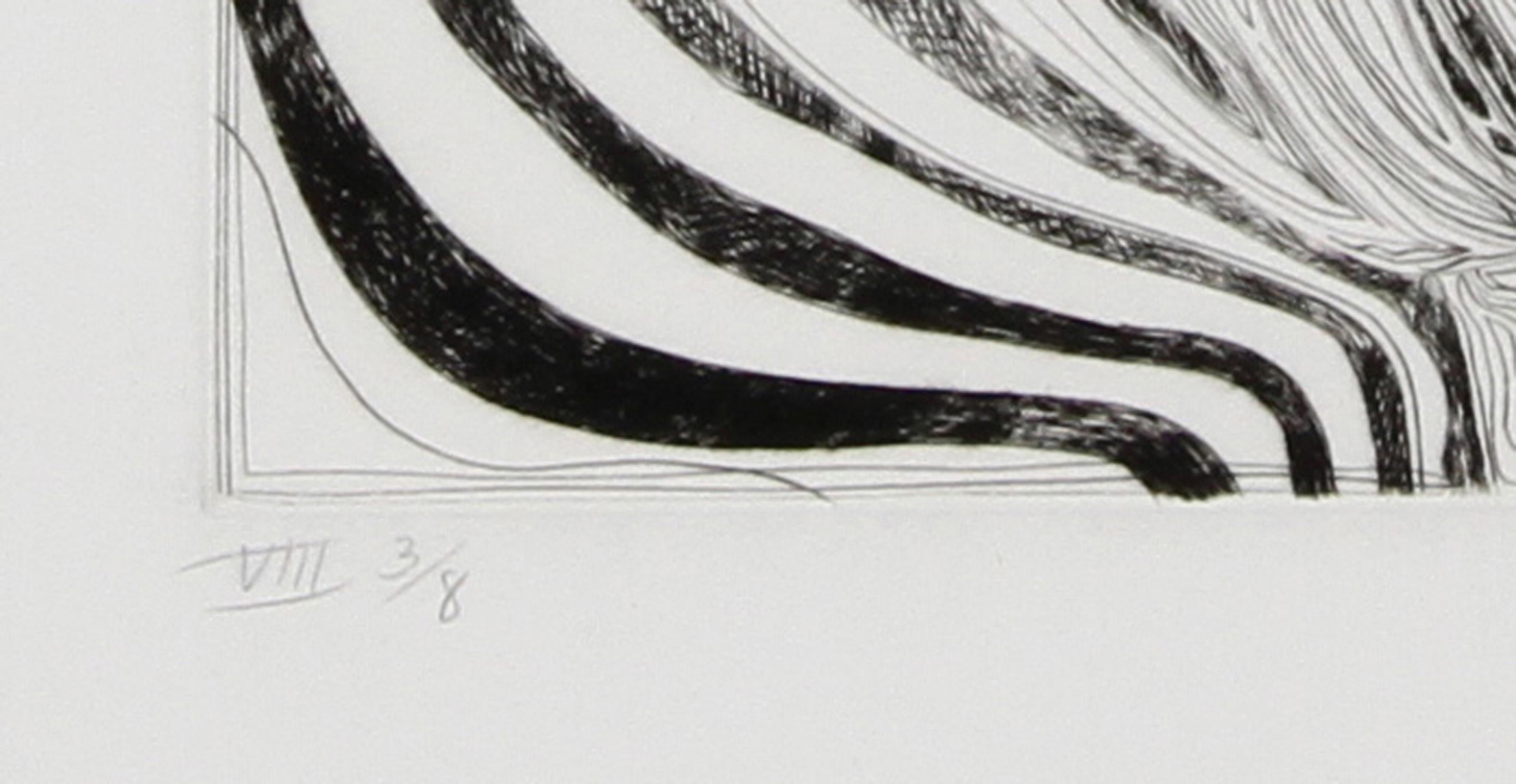 Electric Tulip (Black and White), Photorealist Floral Etching by Lowell Nesbitt For Sale 2