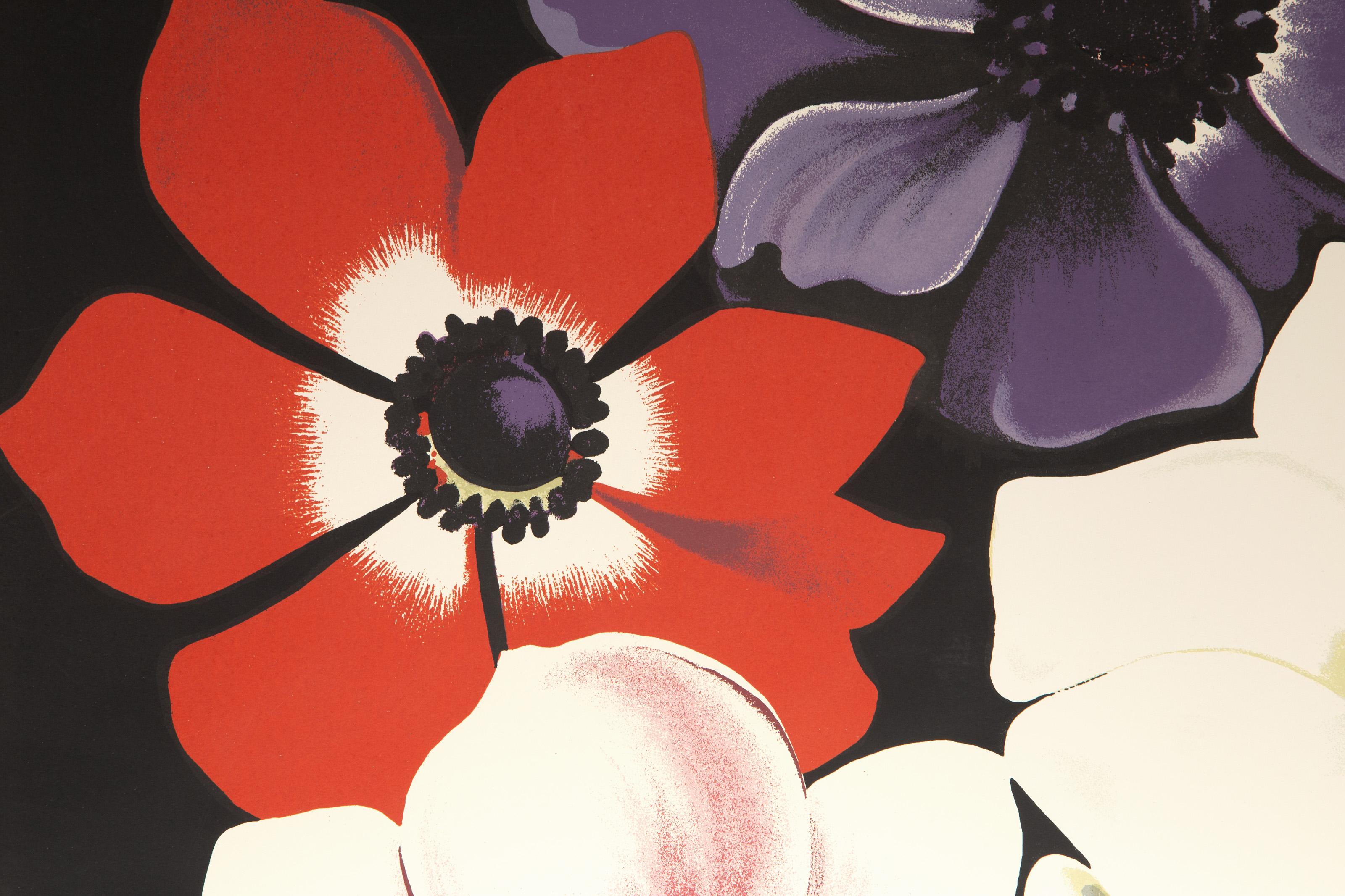 Four Flowers, Photorealist Screenprint on Paper by Lowell Nesbitt For Sale 1
