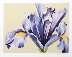 Iris sobre beige, Serigrafía fotorrealista sobre papel de Lowell Nesbitt