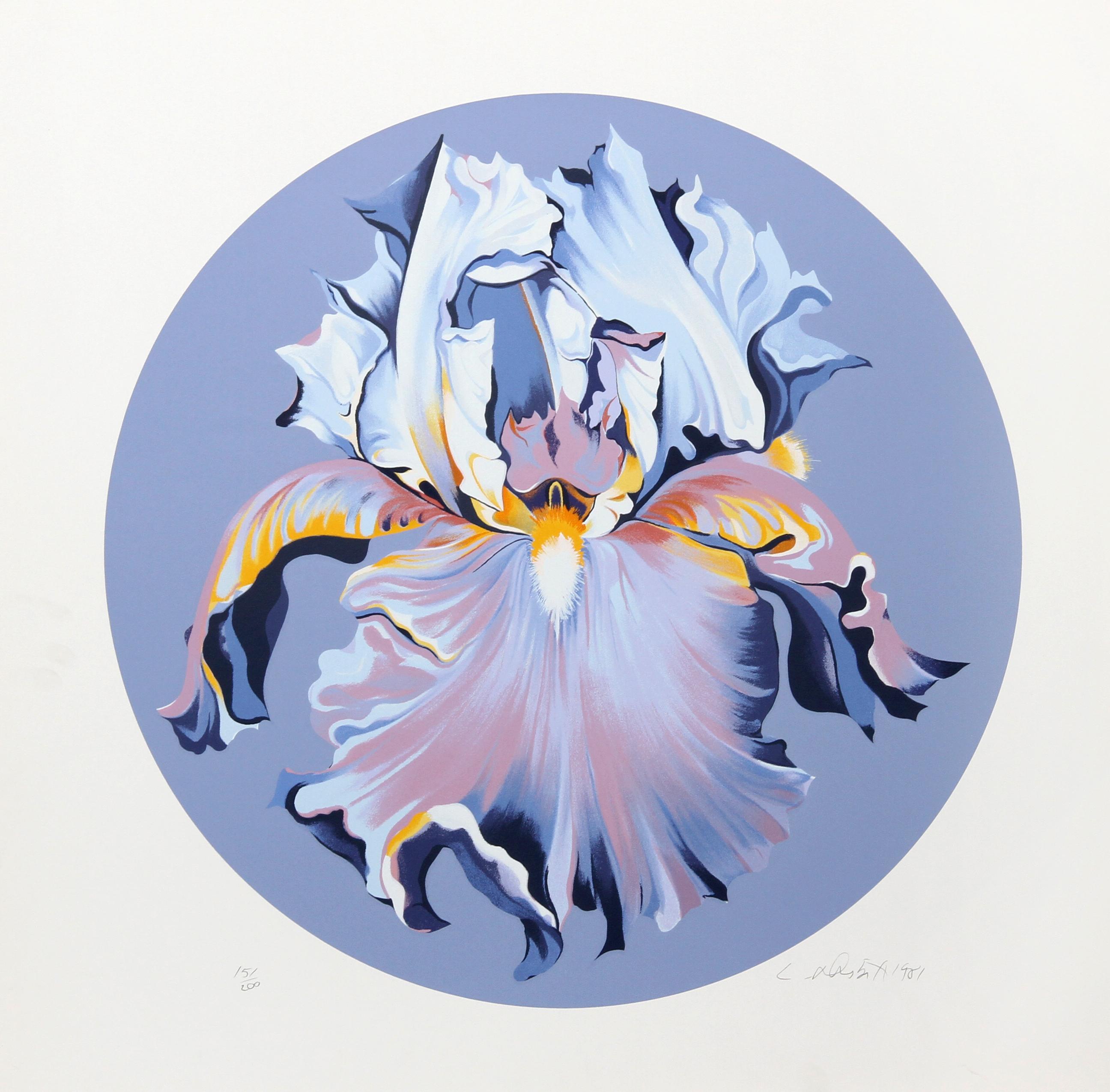Lowell Nesbitt Still-Life Print - Iris on Blue III