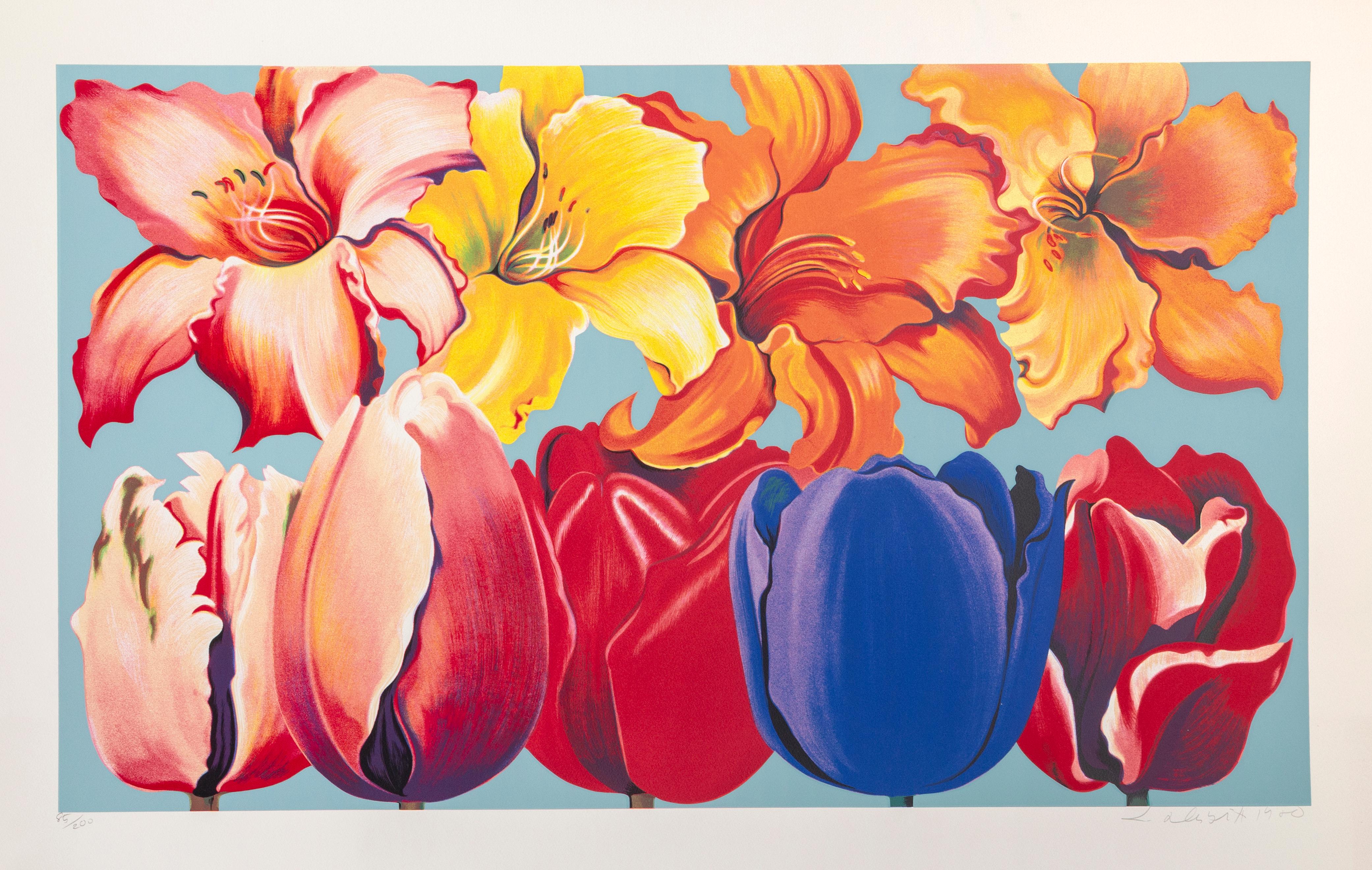 Künstler: Lowell Blair Nesbitt, Amerikaner (1933 - 1993)
Titel: Insel der Blumen
Jahr: 1980
Medium: Siebdruck, signiert und nummeriert mit Bleistift
Auflage: 85/200
Bildgröße: 24 x 40  Zoll
Größe: 34 x 48 Zoll (86,36 x 121,92 cm)