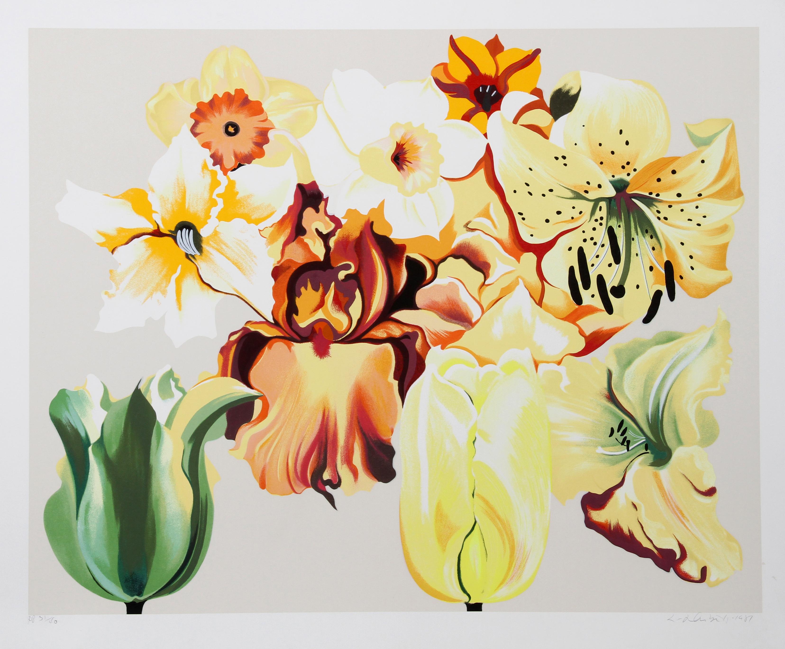 Insel mit gelben Blumen, Siebdruck von Lowell Nesbitt