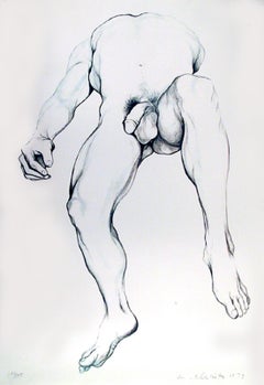 Desnudo masculino 6, litografía fotorrealista de Lowell Blair Nesbitt
