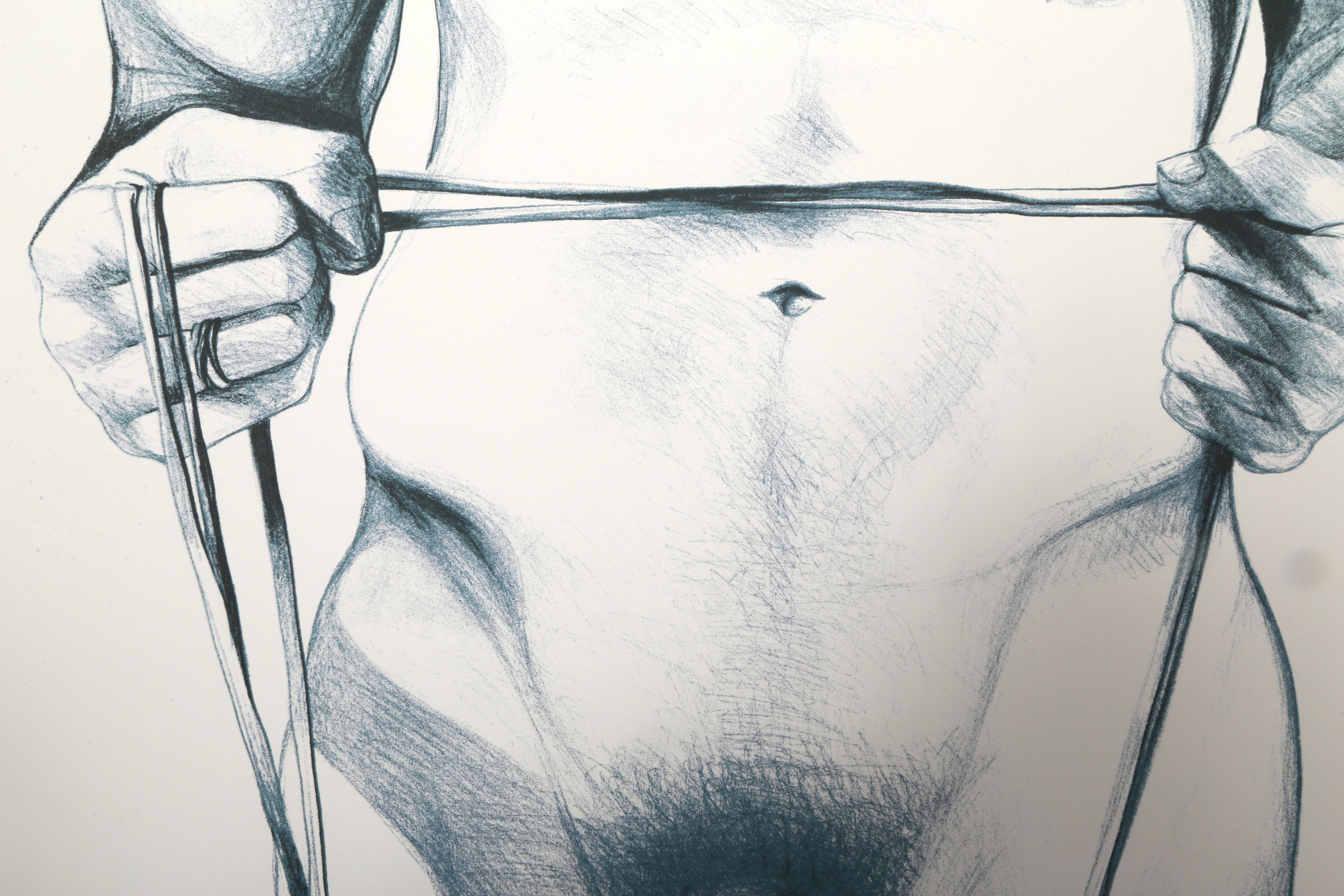 Male Nude, Photorealist Lithograph by Lowell Nesbitt For Sale 1
