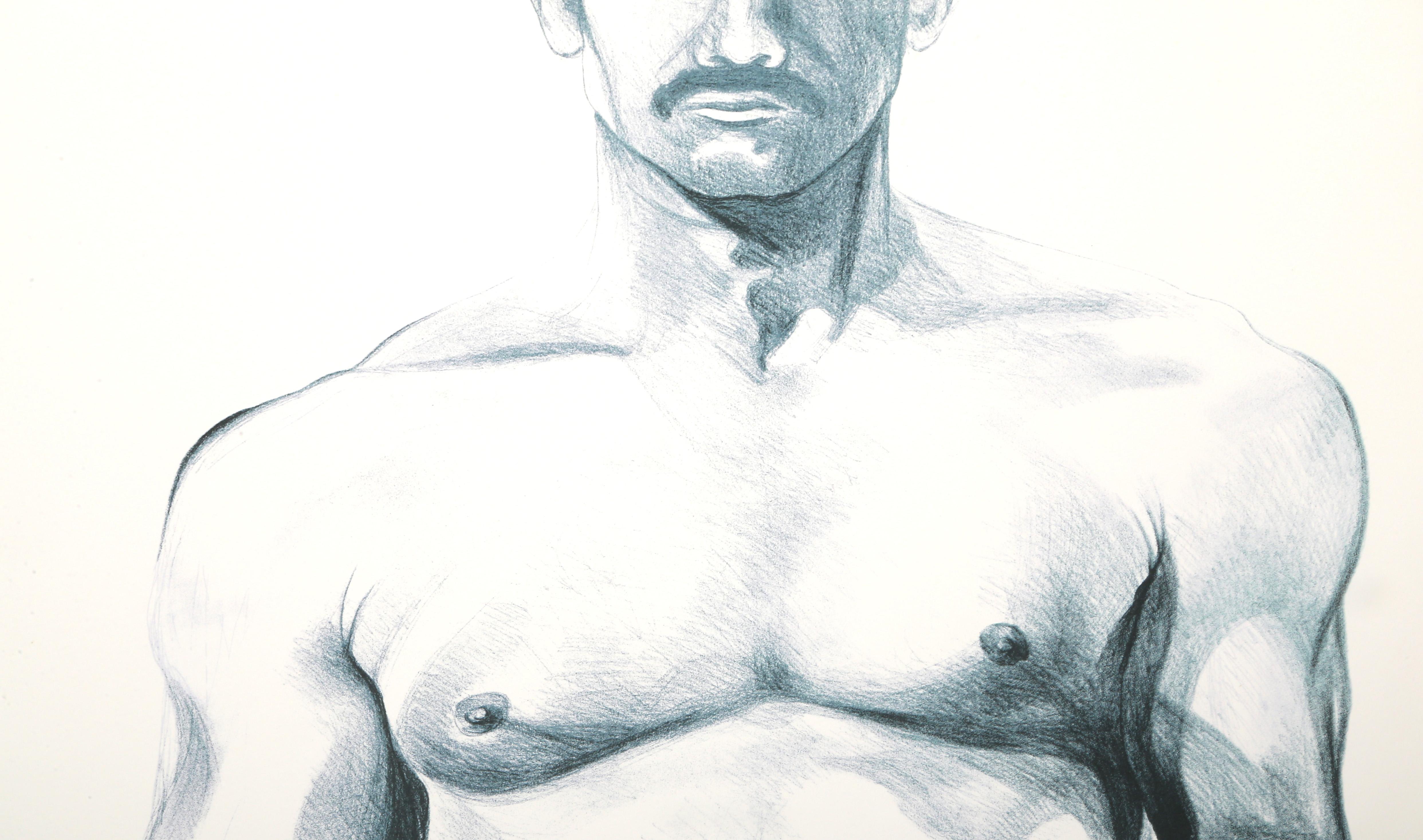 Male Nude, Photorealist Lithograph by Lowell Nesbitt For Sale 2