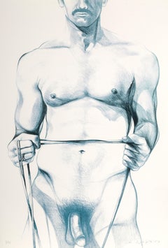 Male Nude, Photorealist Lithograph by Lowell Nesbitt