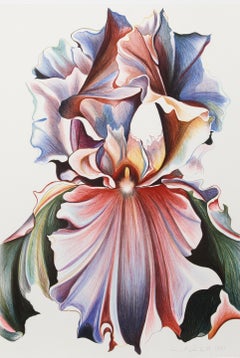 Iris multicolor, serigrafía floral fotorrealista de Lowell Nesbitt