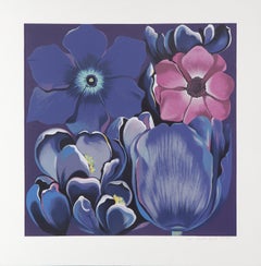 Mehrfache Blumen, fotorealistischer Siebdruck auf Papier von Lowell Nesbitt