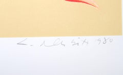 Peach Lily on Beige, Photorealist Screenprint by Lowell Nesbitt