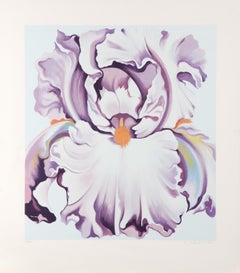 Fotorealistischer Iris in Rosa, Siebdruck auf Papier von Lowell Nesbitt