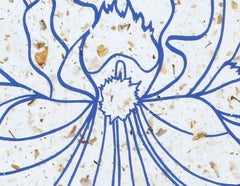 Iris viola, acquaforte fotorealista su carta fatta a mano di Lowell Nesbitt