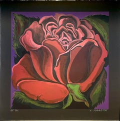 Rote Rose, exquisiter Siebdruck, handsigniert und nummeriert 9/25 von Lowell Nesbitt