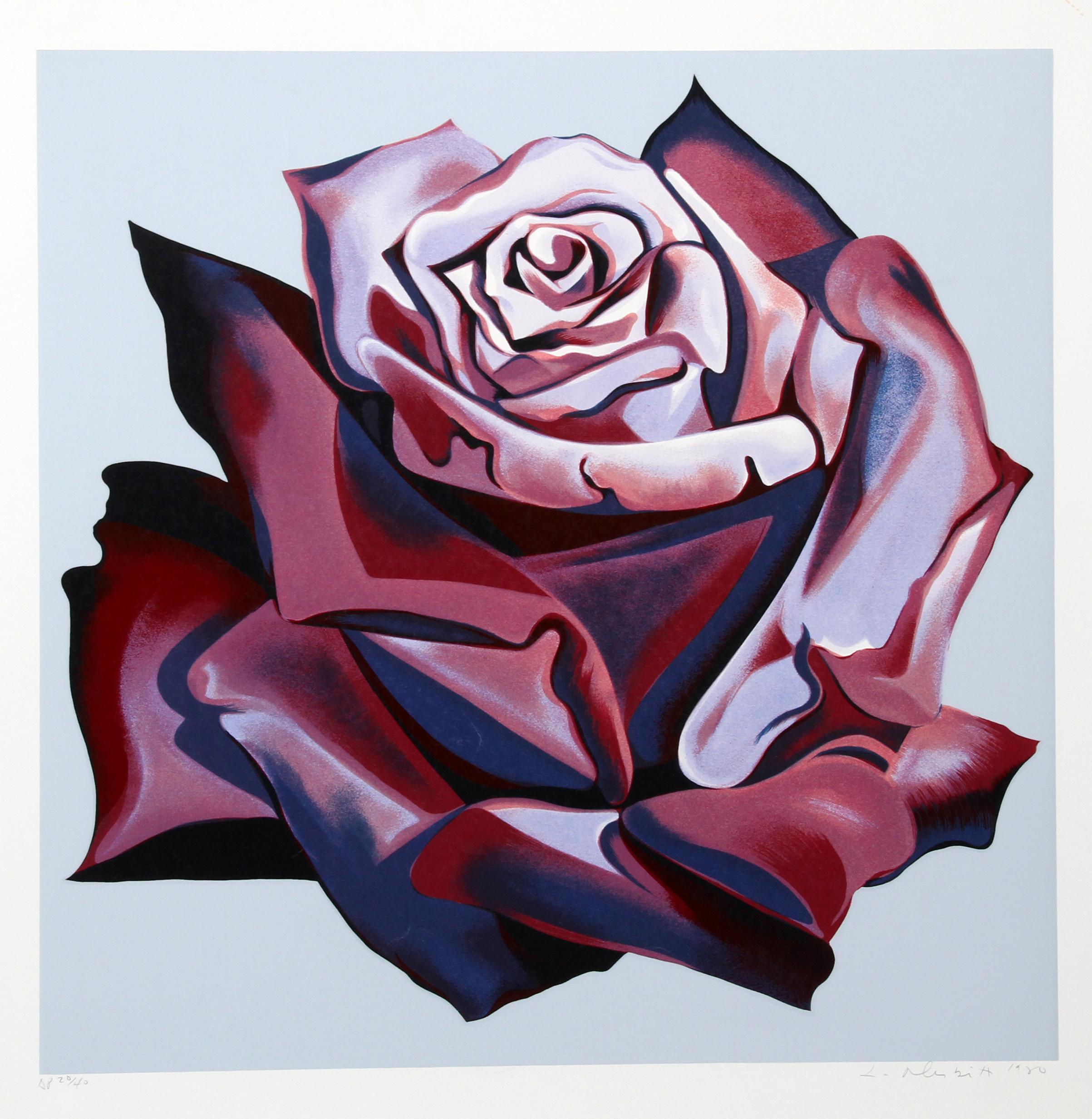 Künstler: Lowell Blair Nesbitt, Amerikaner (1933 - 1993)
Titel: Rote Rose
Jahr: 1980
Medium: Serigraphie, signiert und nummeriert mit Bleistift
Auflage: 200
Bildgröße: 30 x 30 Zoll
Größe: 38 Zoll x 37 Zoll (96,52 cm x 93,98 cm)