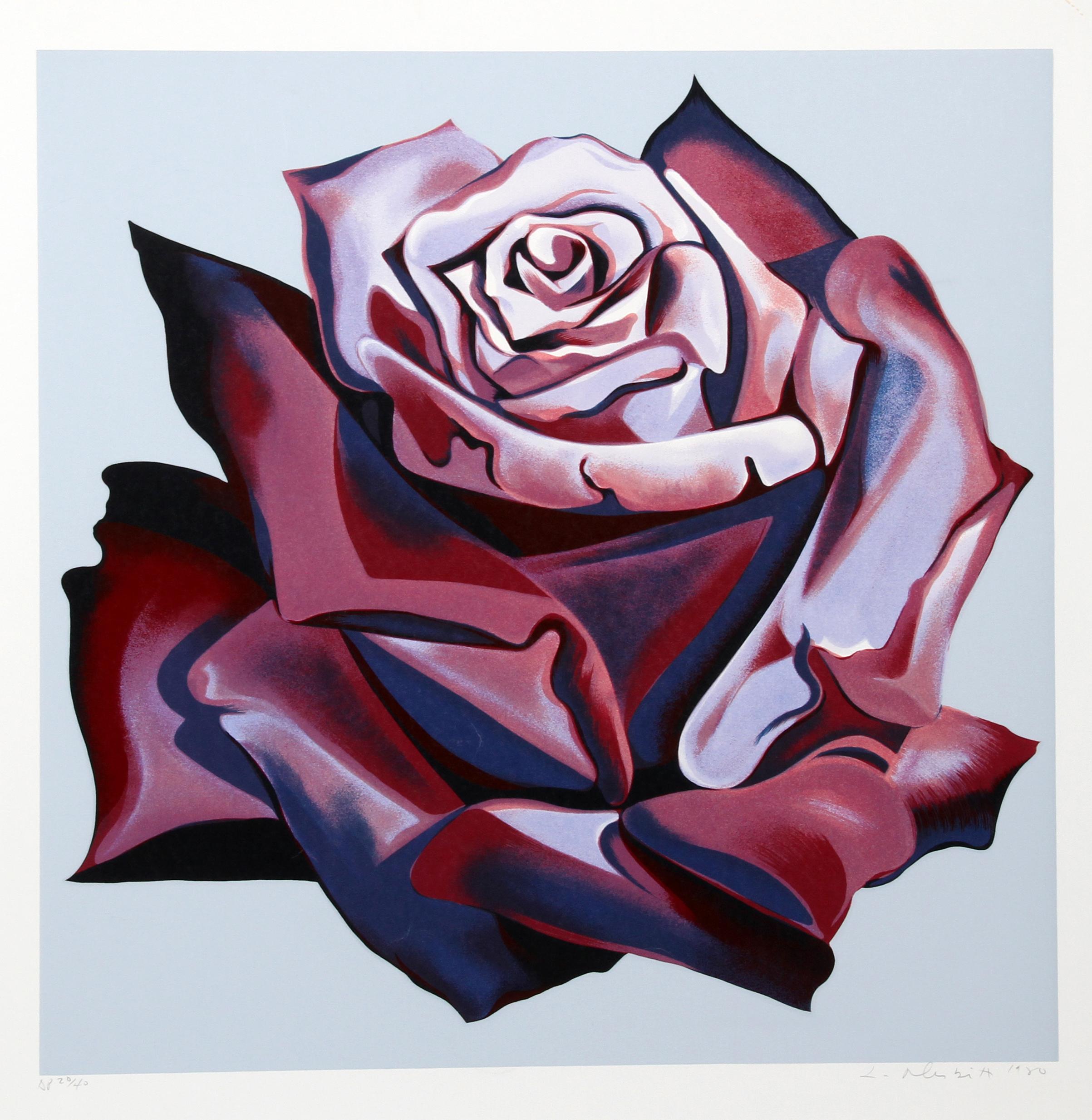 Rosa roja, serigrafía fotorrealista de Lowell Nesbitt