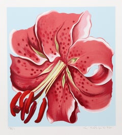 Red Spotted Lily, Photorealist Screenprint on Paper by Lowell Nesbitt