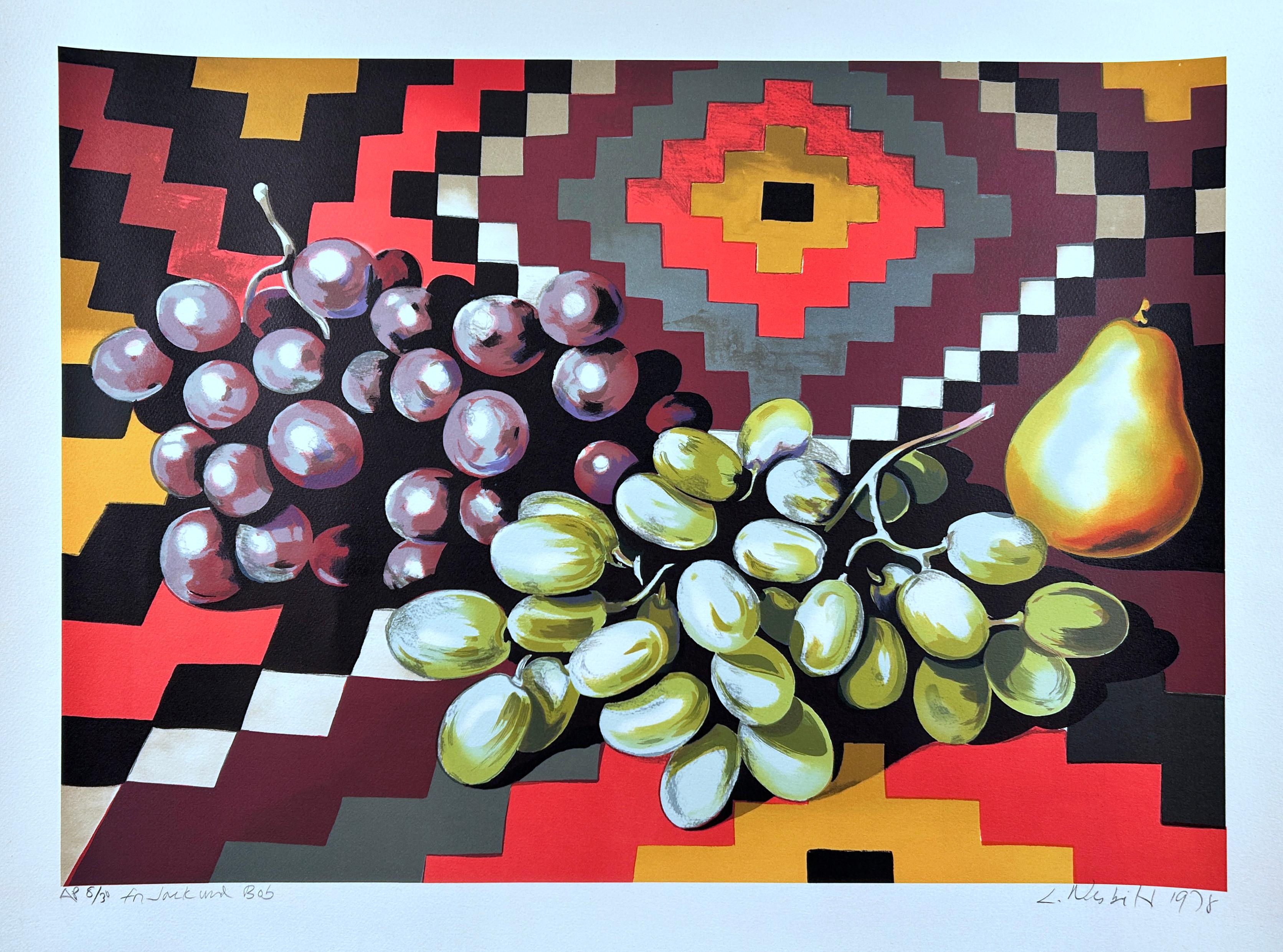 Lowell Nesbitt Still-Life Print - Still Life with Grapes and Pear, signed and numbered