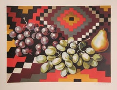Stillleben mit Trauben, fotorealistische Lithographie von Lowell Blair Nesbitt