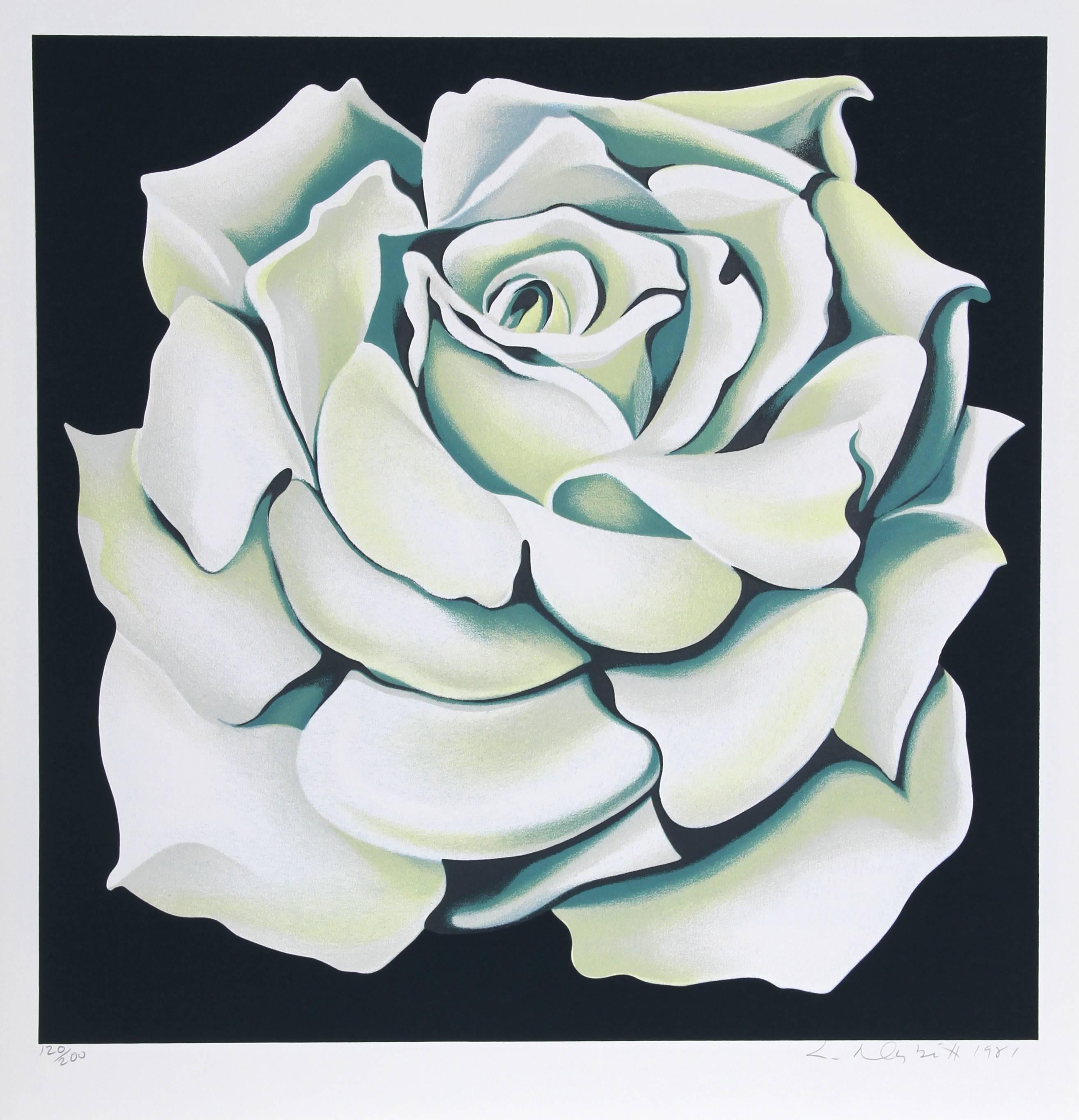 Lowell Nesbitt Still-Life Print – Weiße Rose