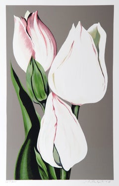 White Tulips, Photorealist Screenprint by Lowell Nesbitt