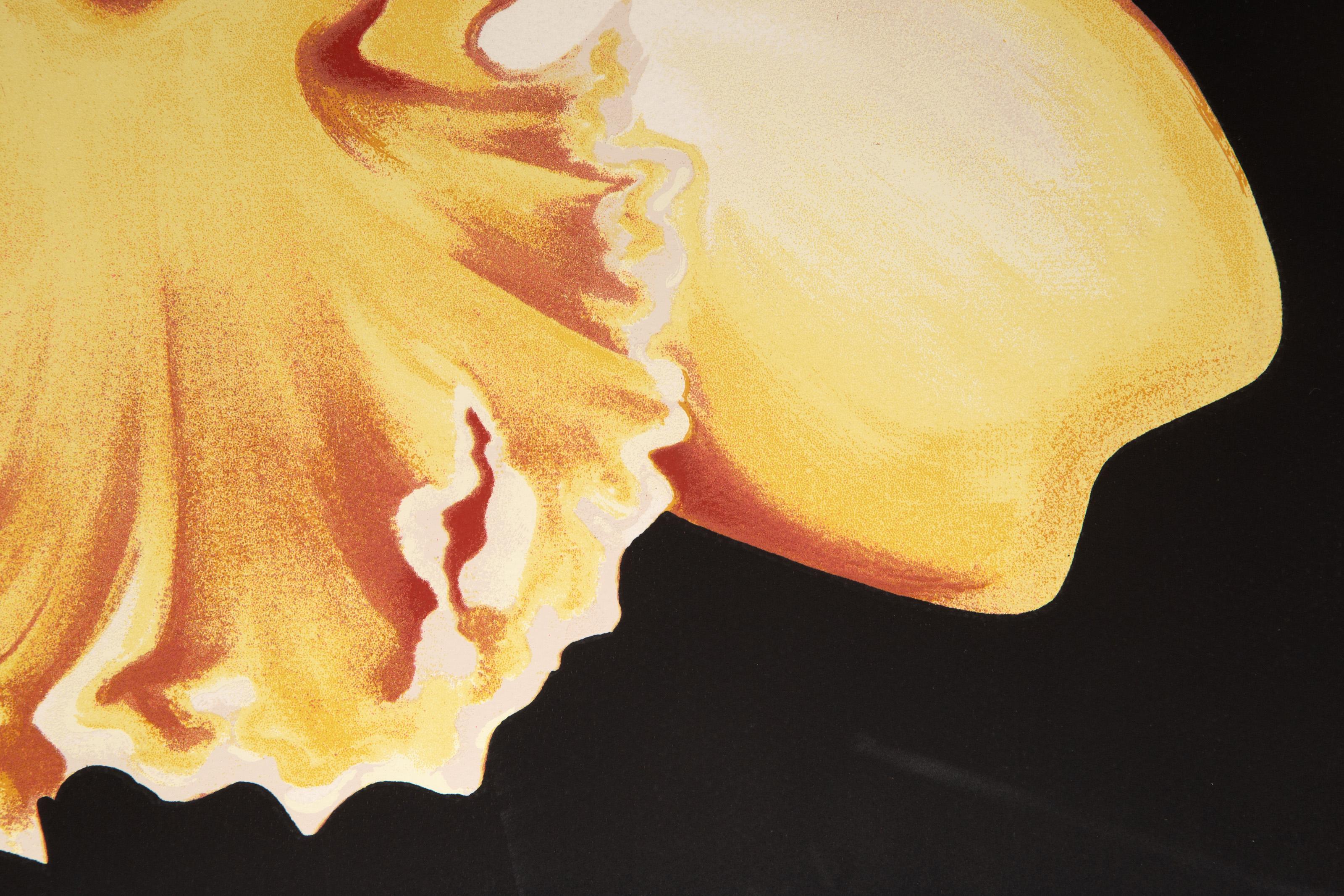 Iris amarillo, serigrafía fotorrealista sobre papel de Lowell Nesbitt en venta 2