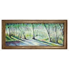 Lowell Nesbitt Signed Original Oil Painting Forest Lights, New York, 1984