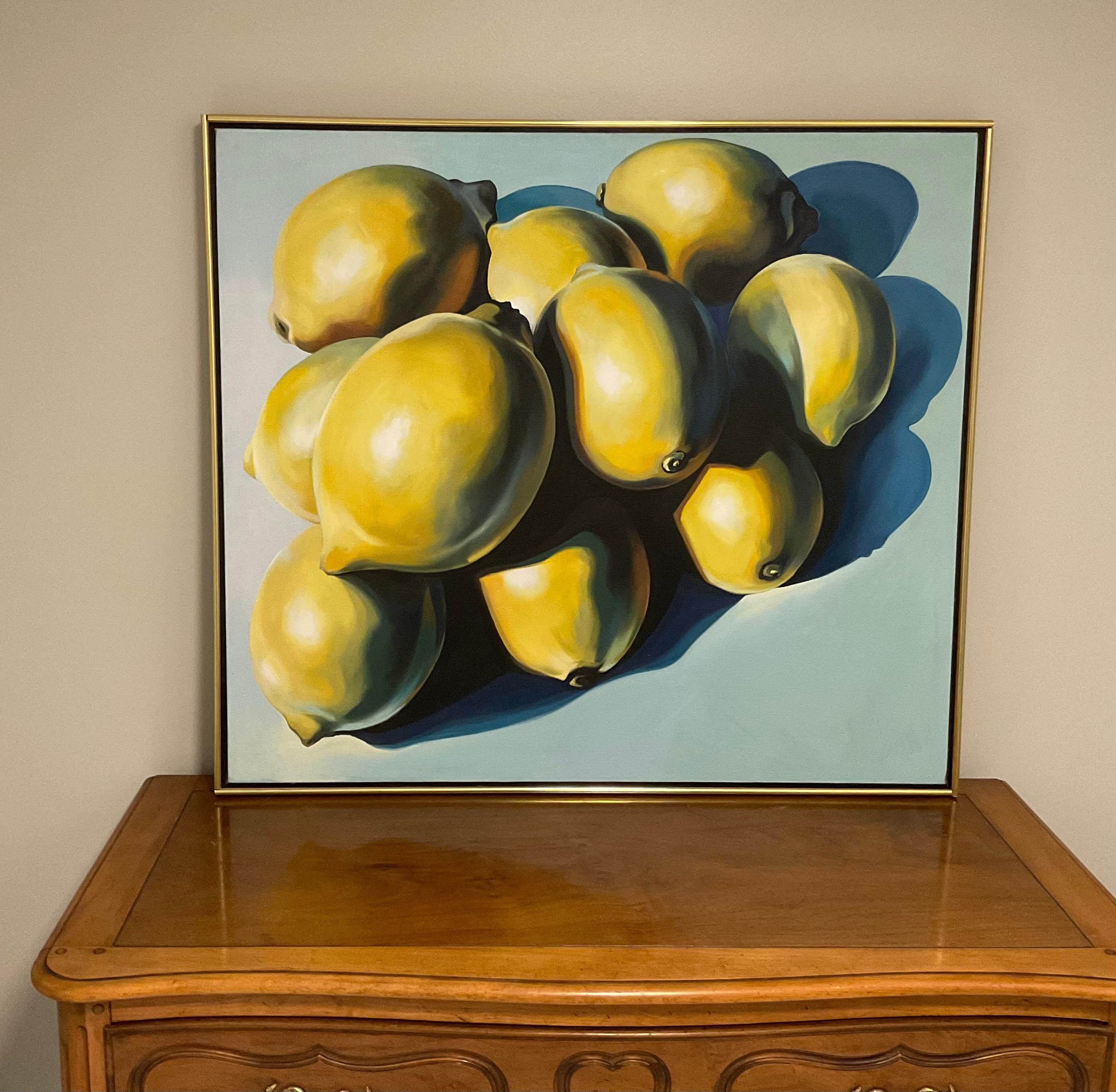 Américain Lowell Nesbitt Ten Lemons Iconique peinture à l'huile peinte en 1978 Nature morte  en vente