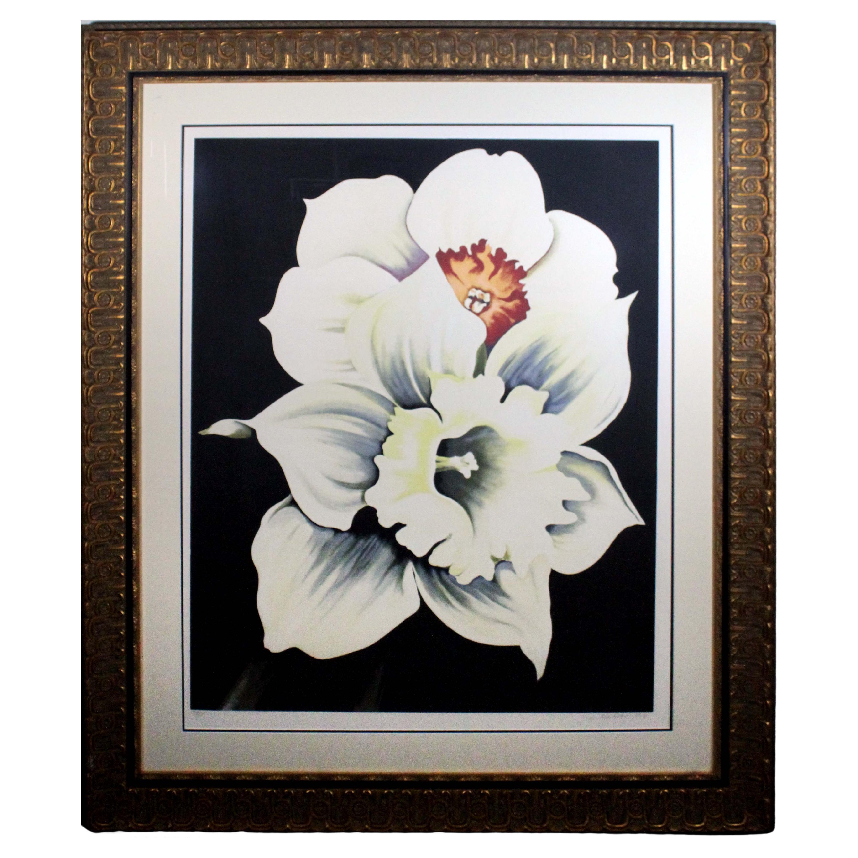 Lowell Nesbitt Two White Flowers 1978 Signed Photorealist Serigraph 76/200 For Sale