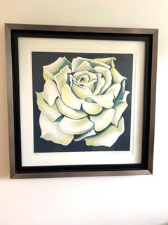 Limited Edition Lithograph in Custom Frame by Lowell Nesbitt, White Rose, 1981