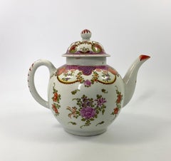 Lowestoft Porcelain Teapot, Curtis Pattern, c.1785