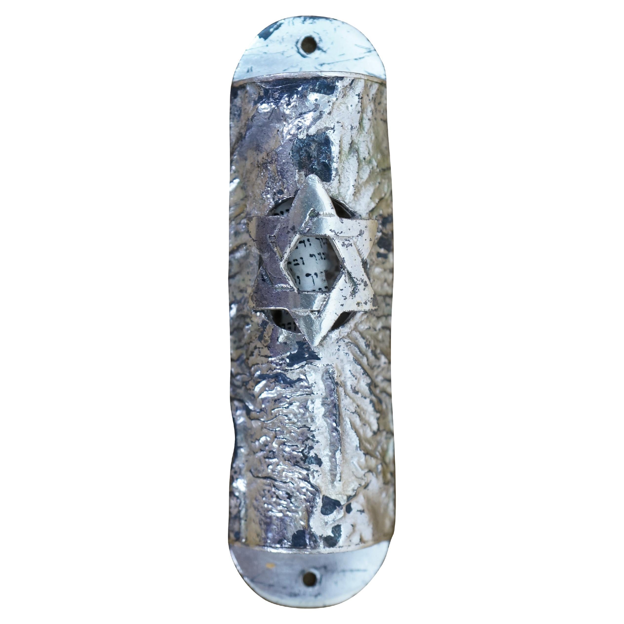 Lowry Plata de Ley Judaica Mezuzah Estuche Torá Pergamino de Oración Estrella de David en venta