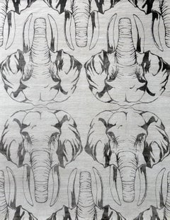 "Loxo - Blue + White" /  9' x 12' / Hand-Knotted Wool + Silk Rug