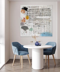 "Palimpsest 1"- Abstract Fine Art Painting with Multi-Layered Text