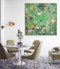 "Rune #2"- Richly Colored Greens, Abstract Fine Art Painting