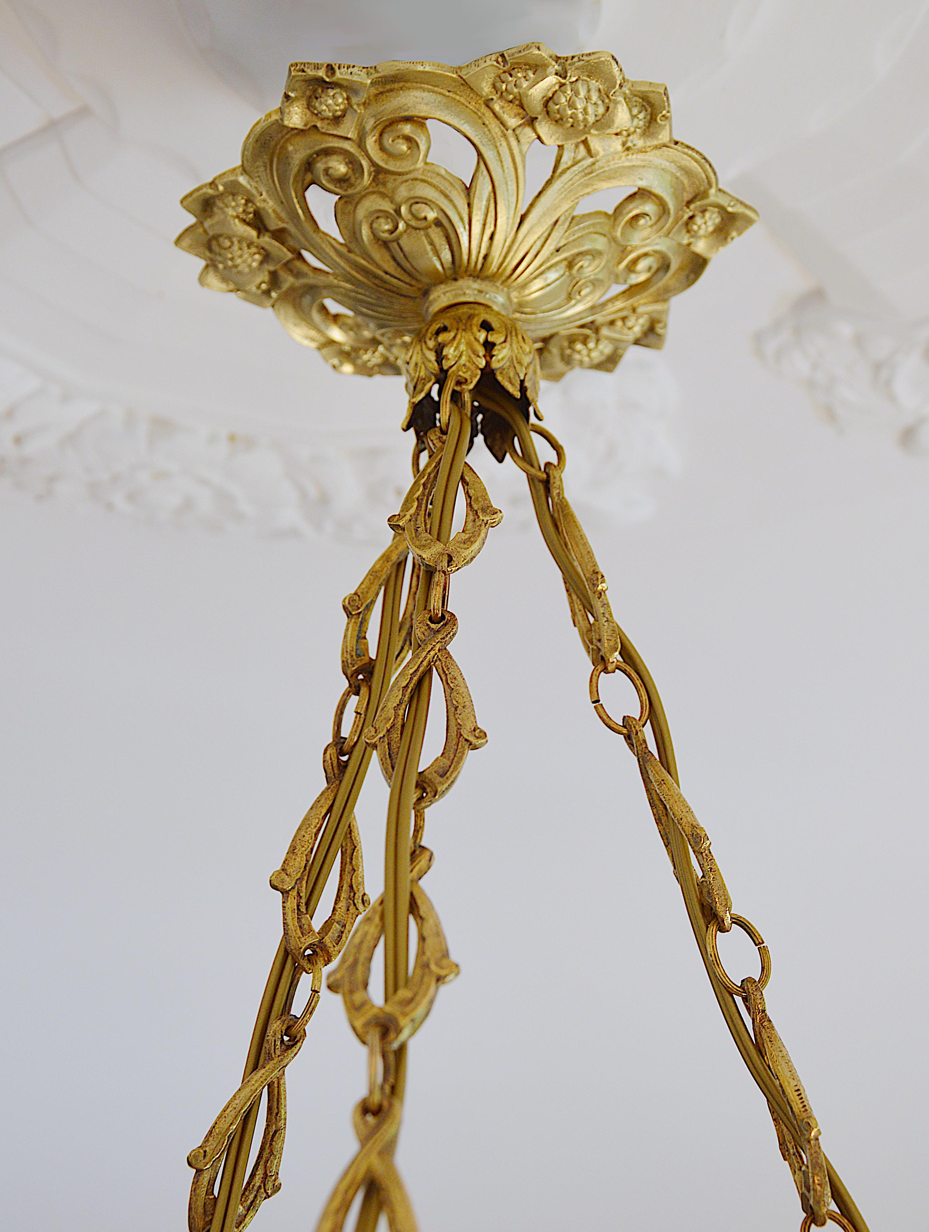 Loys Lucha / Charles Ranc Stunning French Art Deco Pendant Chandelier, 1920s For Sale 6