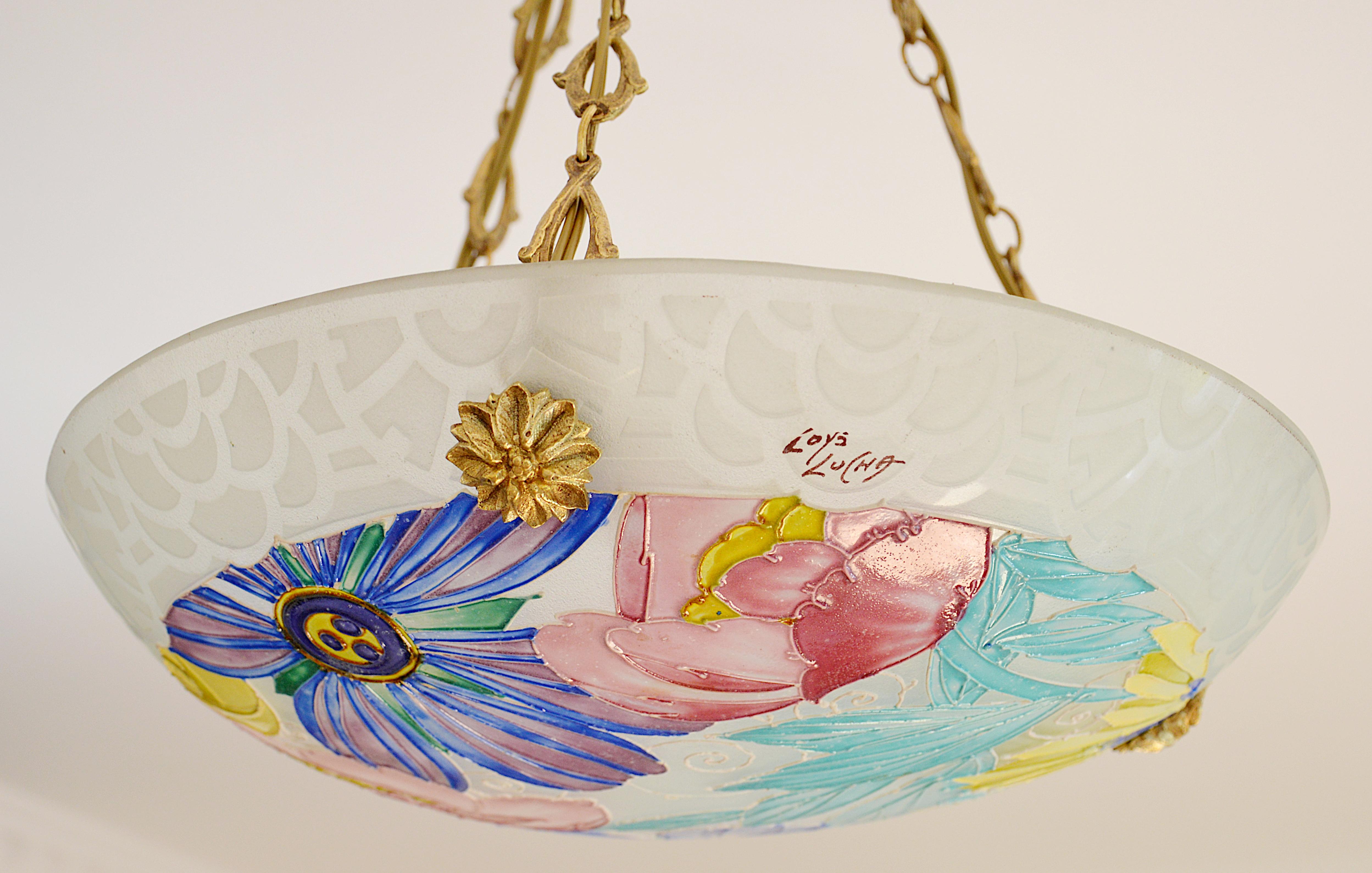 Superbe lustre suspendu Loys Lucha / Charles Ranc, 1920 en vente 1