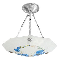 Loys Lucha French Art Deco Aurys Pendant Chandelier, 1920s