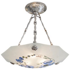 Loys Lucha Lustre à pendentif Aurys Art déco français, années 1920