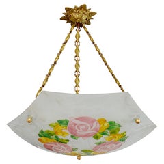Loys Lucha French Art Deco Pendant Chandelier 1920
