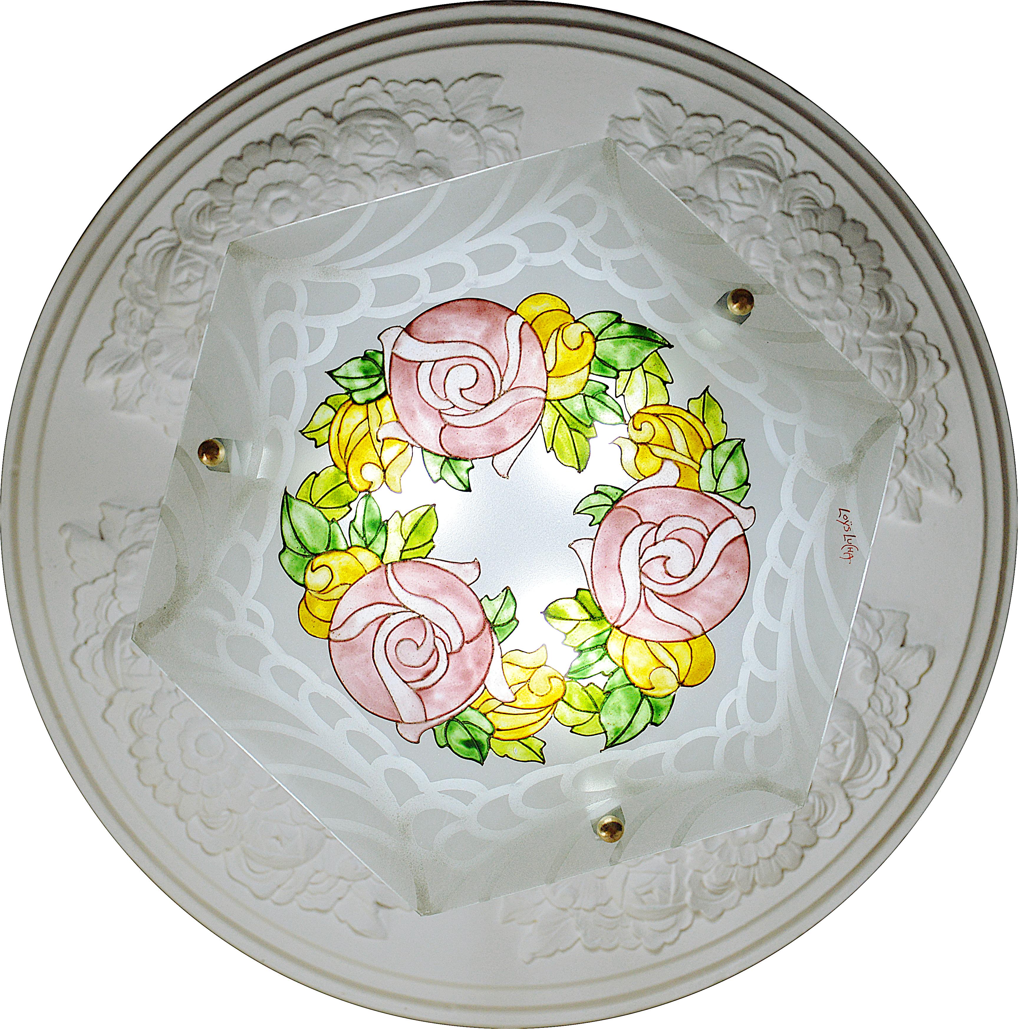 Early 20th Century Loys Lucha French Art Deco Pendant Chandelier, 1920 For Sale