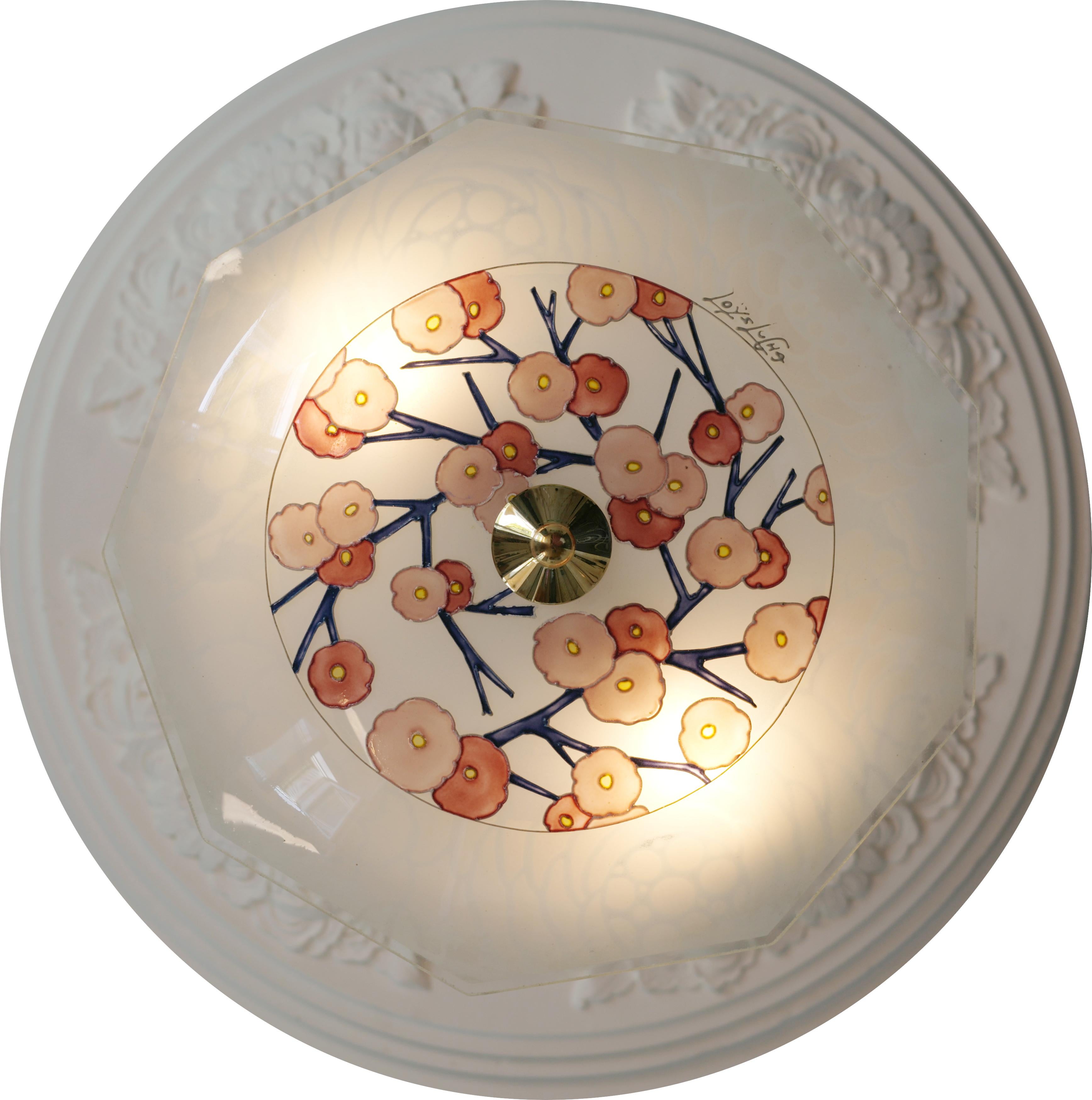 Early 20th Century Loys Lucha French Art Deco Pendant Chandelier, 1920 For Sale