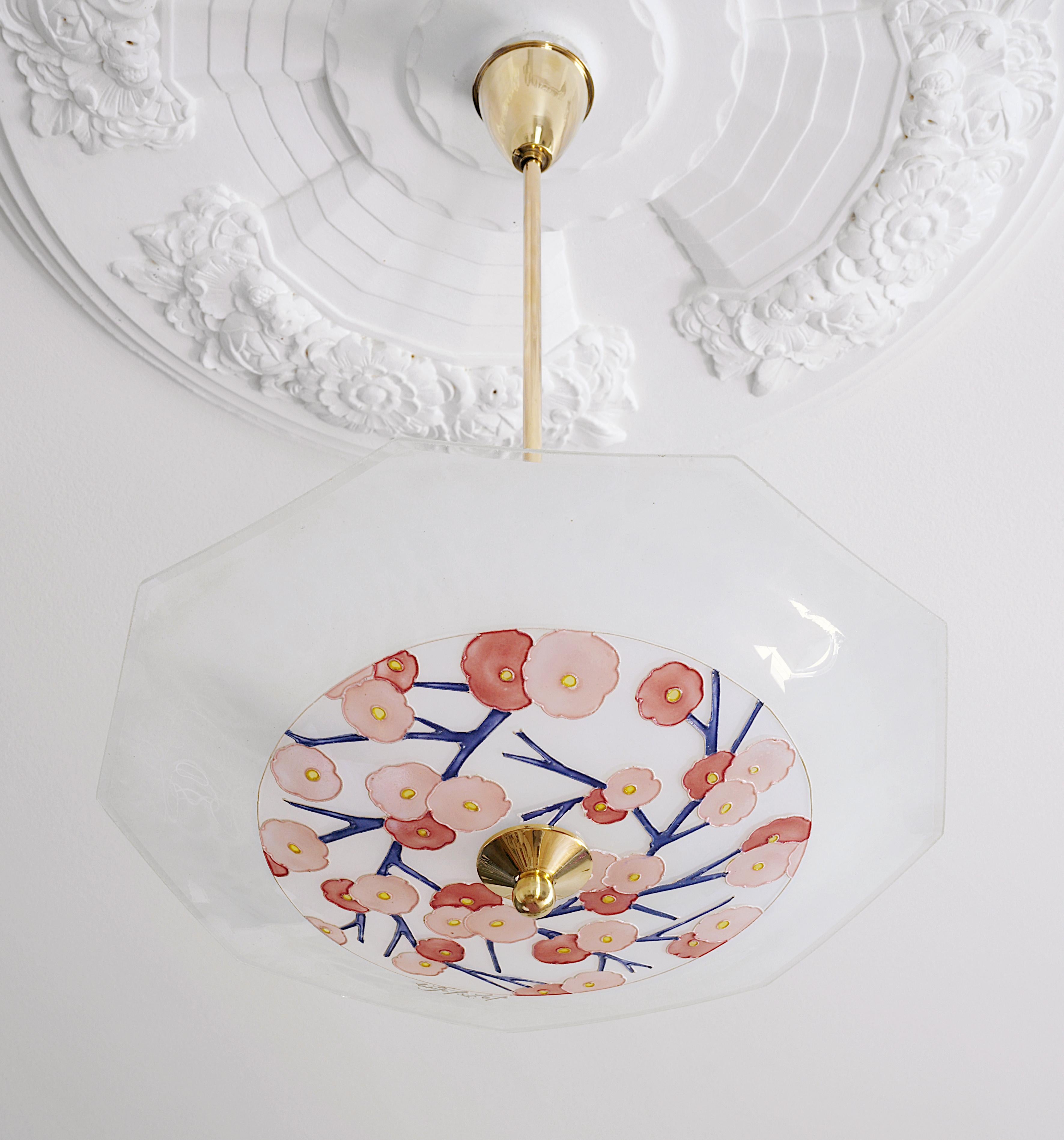 Loys Lucha French Art Deco Pendant Chandelier, 1920 For Sale 1