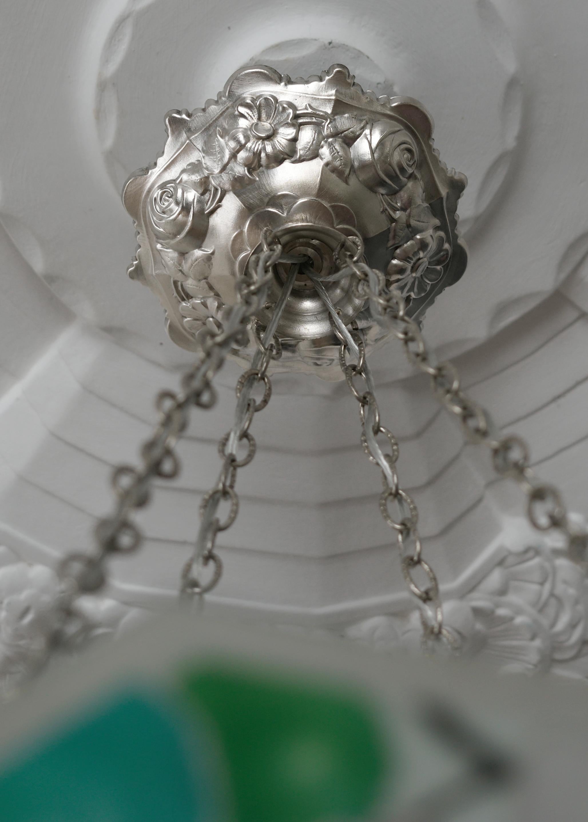 Loys Lucha French Art Deco Pendant Chandelier, 1920s 3