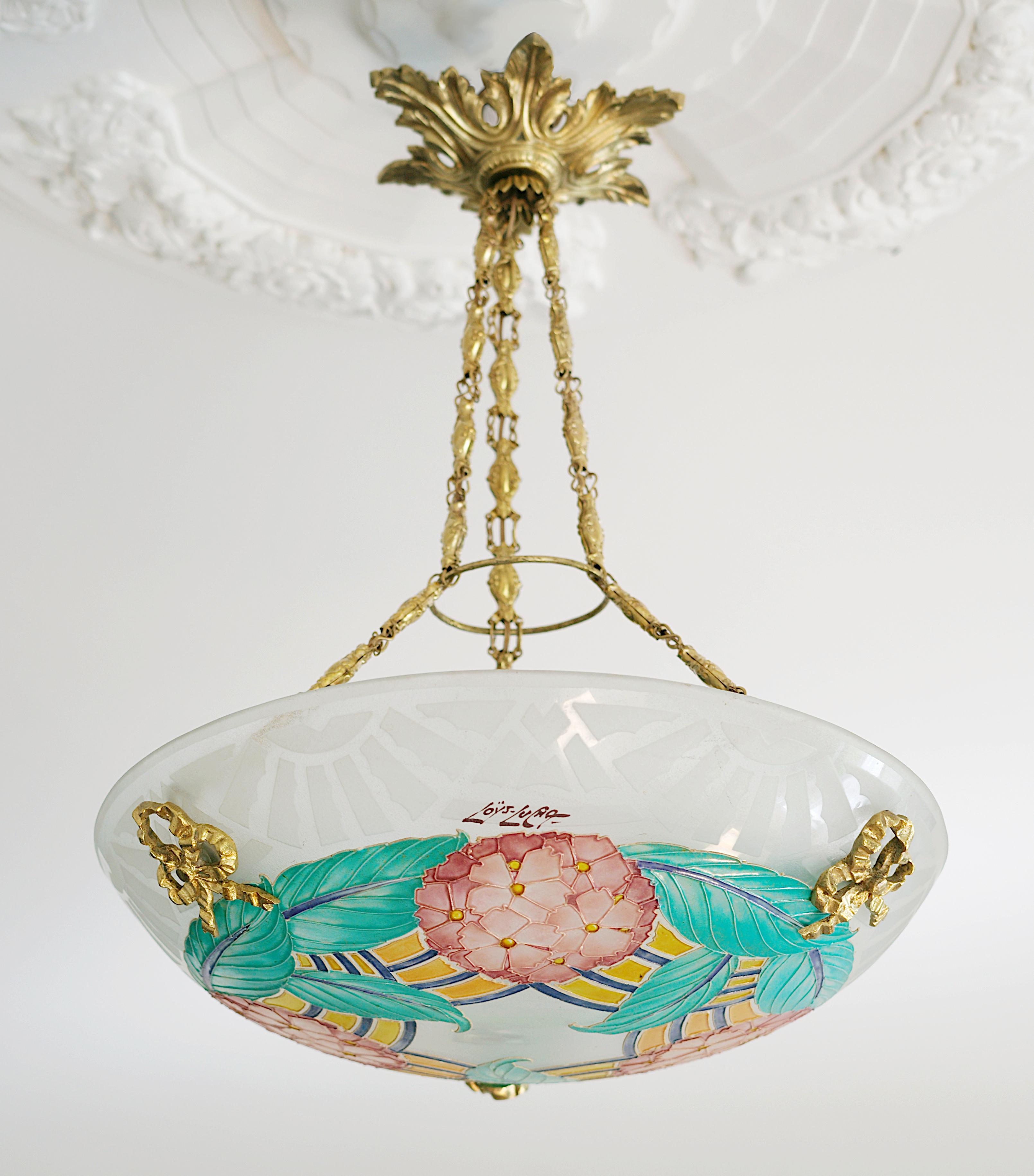 Art Déco Lampadario a sospensione Loys Lucha, 1920 in vendita